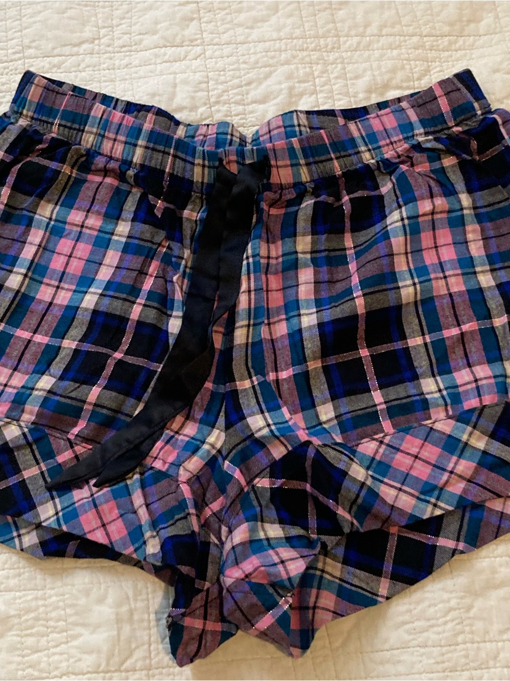 Victoria's Secret Pink and Blue Plaid Pajama Lounge Shorts